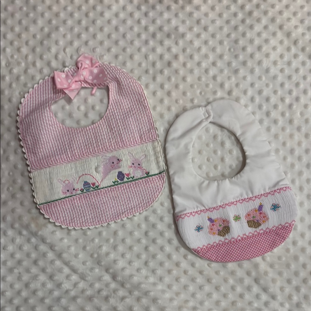 Pink and White Baby Bib Set